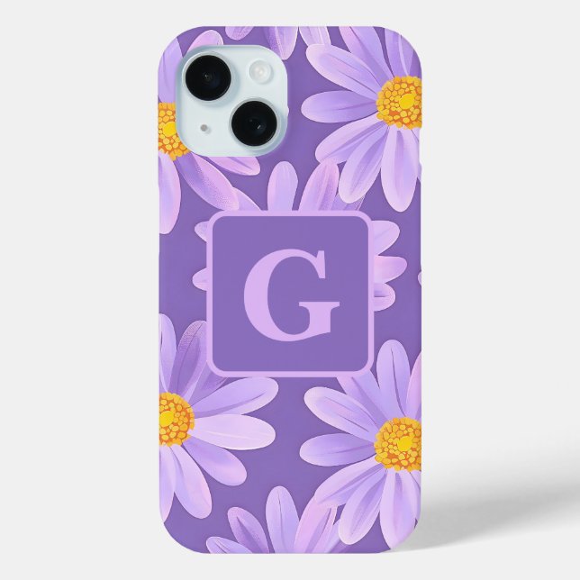 purple daisy flowers personalised monogram  Case-Mate iPhone case (Back)