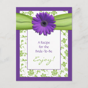 Purple Daisy Green Floral Bridal Shower Recipe Postcard