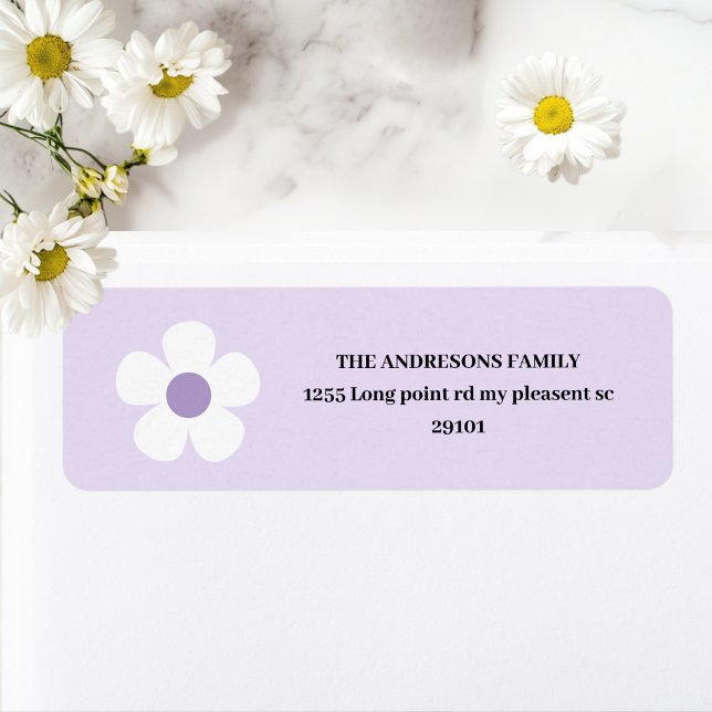 Purple Daisy Happy Birthday  Return Address Label (Creator Uploaded)