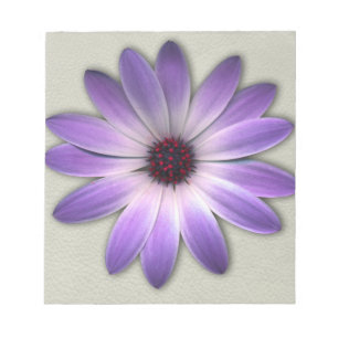 Purple Daisy on Stone Leather Print Notepad