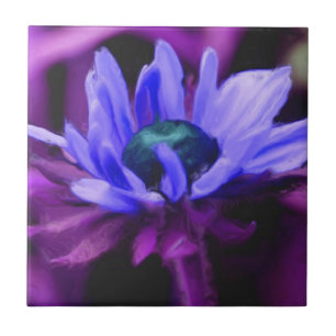 Purple Daisy Painting Floral Art Tile