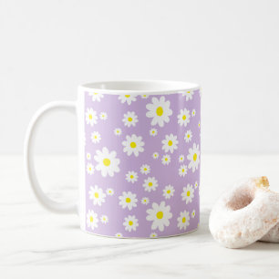 Purple Daisy Pattern Spring Coffee Mug