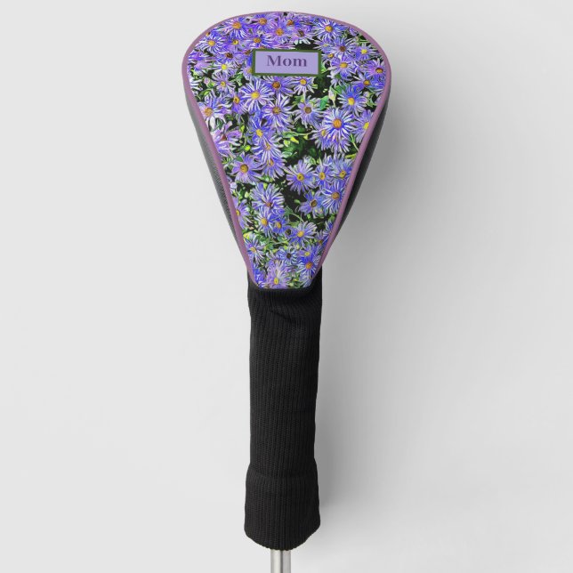 Purple Daisy Personalised Golf Head Cover for Mum (Front)