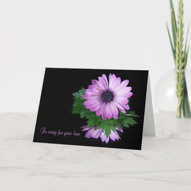Purple Daisy Reflection Sympathy Card (Front)