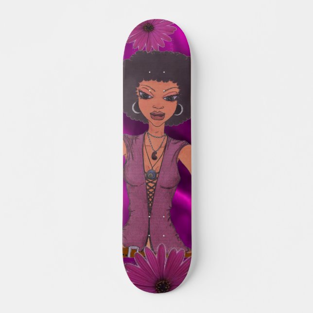 Purple Daisy Retro Girl Skateboard (Front)