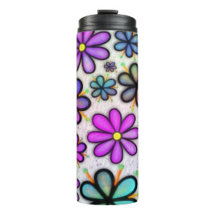 Purple Daisy Retro Thermal Tumbler