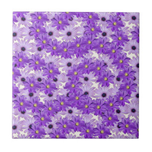 Purple Daisy Swirls Ceramic Tile