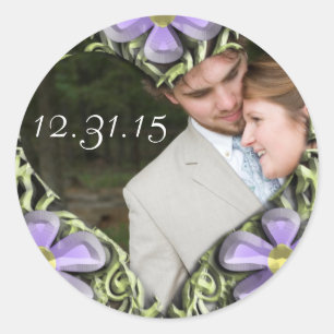Purple Daisy Wedding Stickers Your Photo
