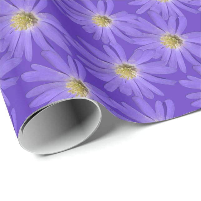 Purple Daisy Wrapping Paper Personalise Gift Paper (Roll Corner)