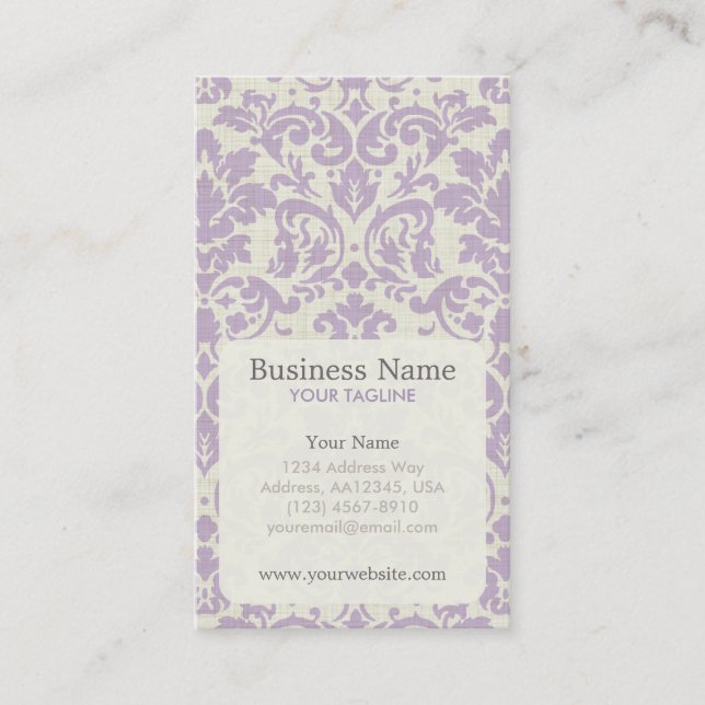 Purple Damask Appointment Business Card (Front)