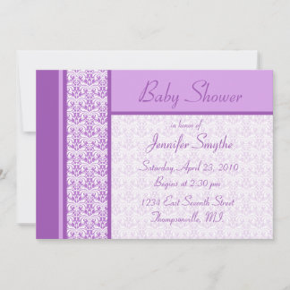 Purple Damask Baby Shower Invitation
