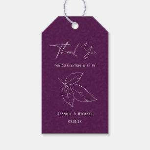 Purple Damask Botanical Line Art Elegant Wedding Gift Tags