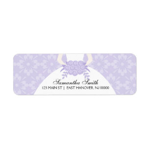 Purple Damask Bridal Shower Return Address Label