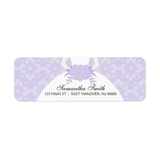 Purple Damask Bridal Shower Return Address Label