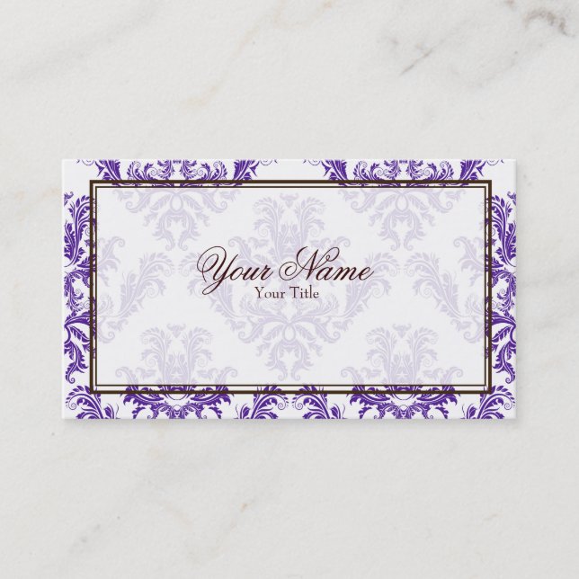Purple Damask Business Card (Front)