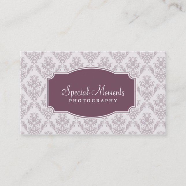 Purple Damask Business Card (Front)