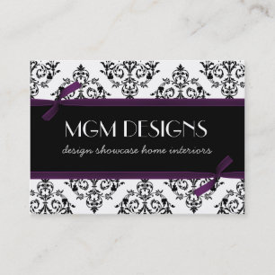 purple damask Business Cards