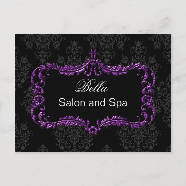 purple damask business ThankYou Cards (Front)