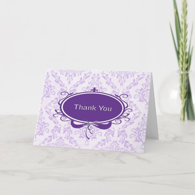 Purple Damask Design Thank You (Front)