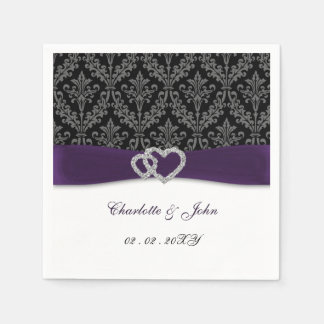 Purple Damask Diamante Wedding Classic  Napkin