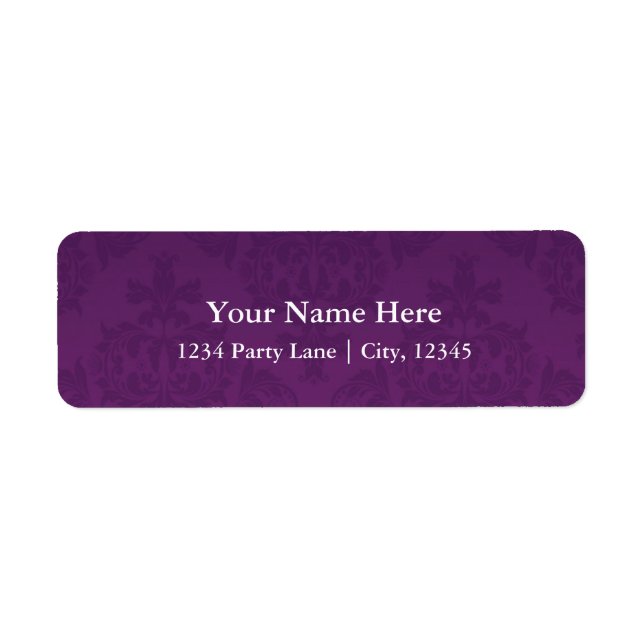 Purple Damask Glam Address Labels (Front)