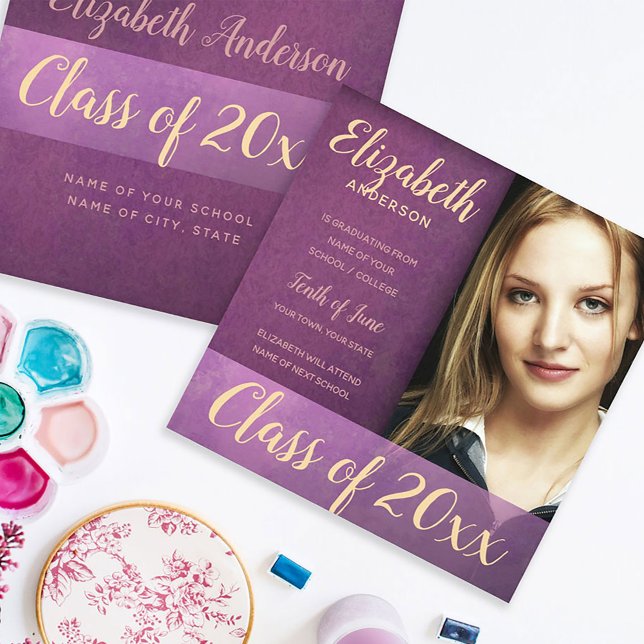 Purple Damask Grunge Graduation Announcement (Creator Uploaded)