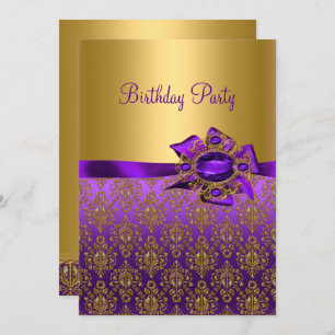 Purple Damask Jewel Birthday Party 🎉  Invitations