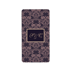 Purple Damask Lace Wedding Candy Wrapper Label