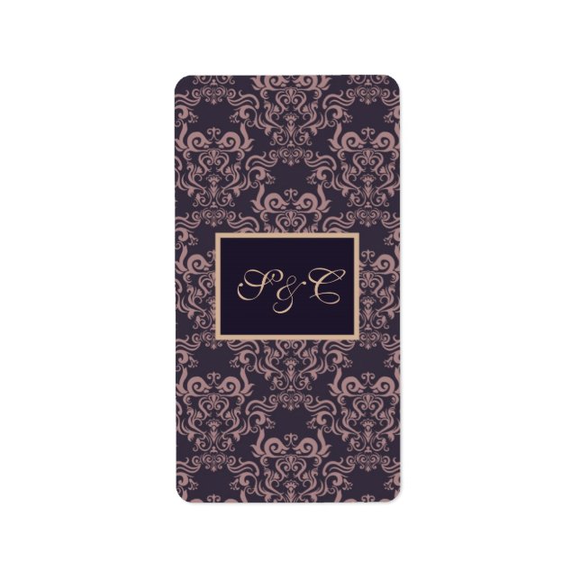 Purple Damask Lace Wedding Candy Wrapper Label (Front)