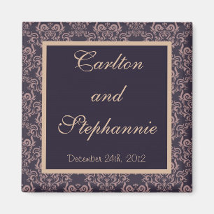 Purple Damask Lace Wedding Magnet