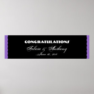 Purple Damask Lace Wedding or Engagement Banner Poster
