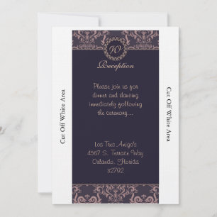 Purple Damask Lace Wedding Reception Card