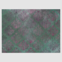 Purple Damask on faded green background decoupage
