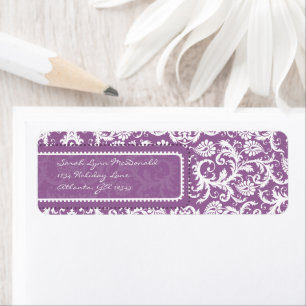 Purple Damask on Plum Return Address Return Address Label