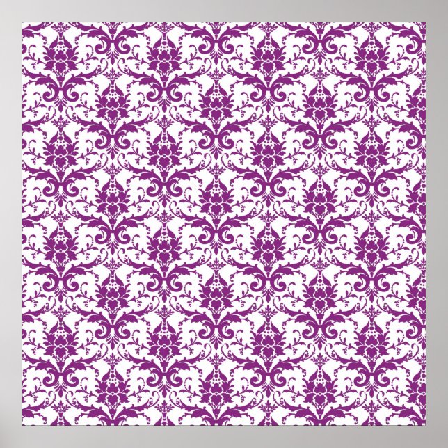 Purple Damask Pattern Poster (Front)
