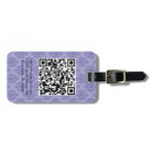 Purple Damask QR CODE Custom Luggage Tag