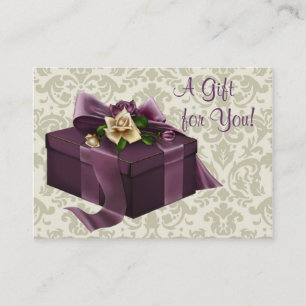Purple Damask Rose Business Gift Certificate Cards