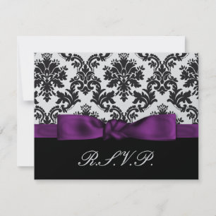 purple damask rsvp card