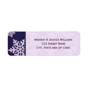 Purple Damask Snowflake Address Labels