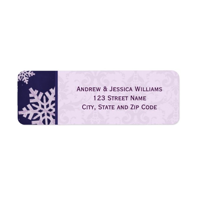 Purple Damask Snowflake Address Labels (Front)
