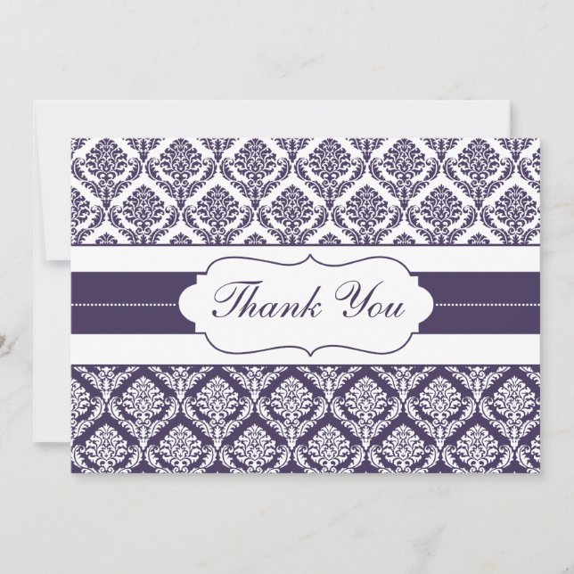 purple damask ThankYou Cards (Front)