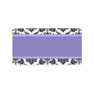 Purple Damask Wedding Address Labels
