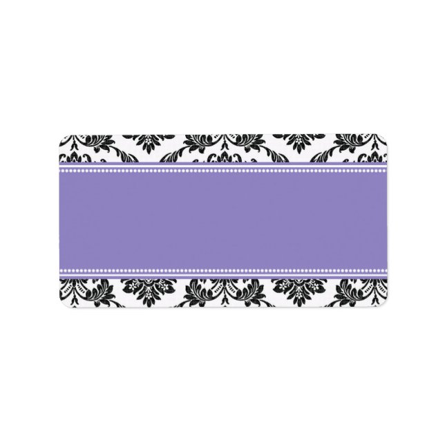 Purple Damask Wedding Address Labels (Front)