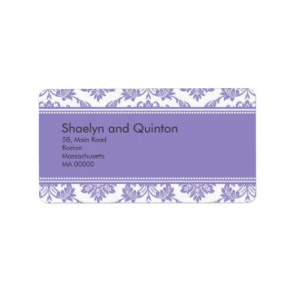 Purple Damask Wedding Address Labels