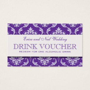 Purple Damask Wedding Drink Voucher for Reception