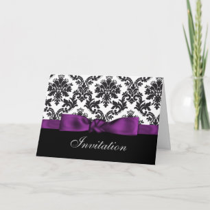 purple damask wedding Invitations