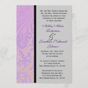 Purple Damask wedding invite