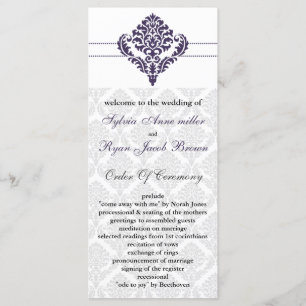 purple damask Wedding program