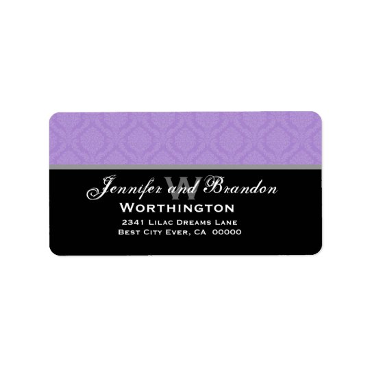 Purple Damask Wedding Set Address Label