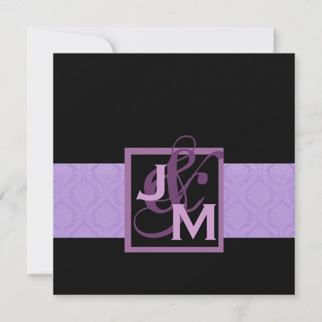 Purple Damask Wedding Set Invitation (Front)
